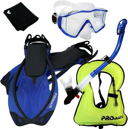 Miniatura 3 de PROMATE Chaleco de snorkel máscara de purga panorámica Snorkel seco Aletas de esnórquel Conjunto de engranajes