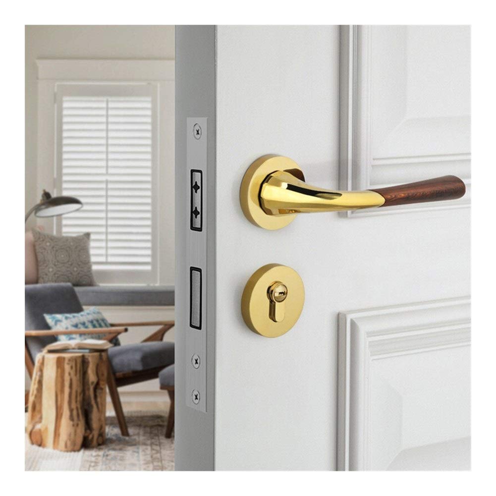 Mango de bloqueo de puerta Negro Interior cerradura de puerta for el baño de la manija de la manija Hardware cromado dormitorio manija de la puerta de la puerta interior de la puerta