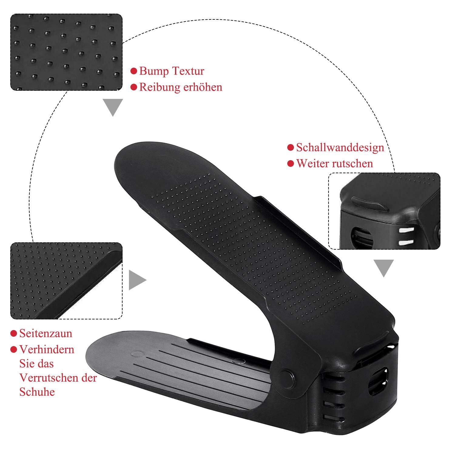LARS360 Schuhstapler Set 30 Stück Schuhhalter Verstellbare Schuhregale aus weißem Kunststoff Schuh-Organizer 3 Höhenoptionen Platzsparend rutschfest
