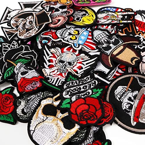 ZAIONE Embroidered Patches Iron-on Appliques: 30pcs Random Assorted Cool Punk Hip-hop Styles Iron on Patch Embroidery Sew on Patches for DIY Jackets Clothing