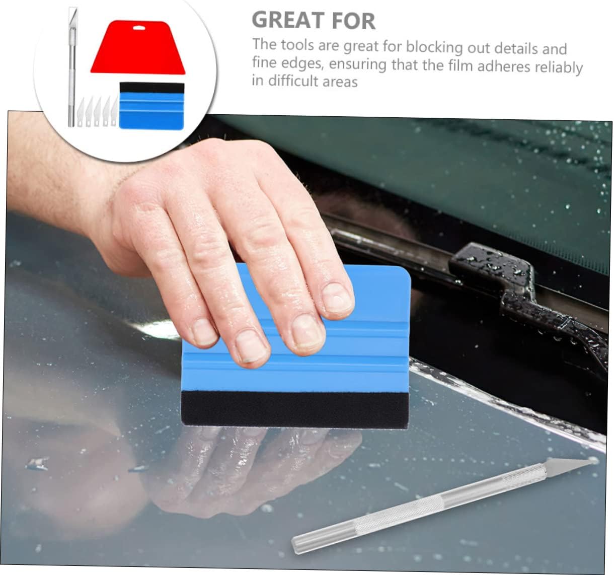 1set Automotive Window Tinting Kit Professional Vinyl Wrap Tool for Car and Home Applications Includes Squeegee and Spray Bottle for Easy Installation
