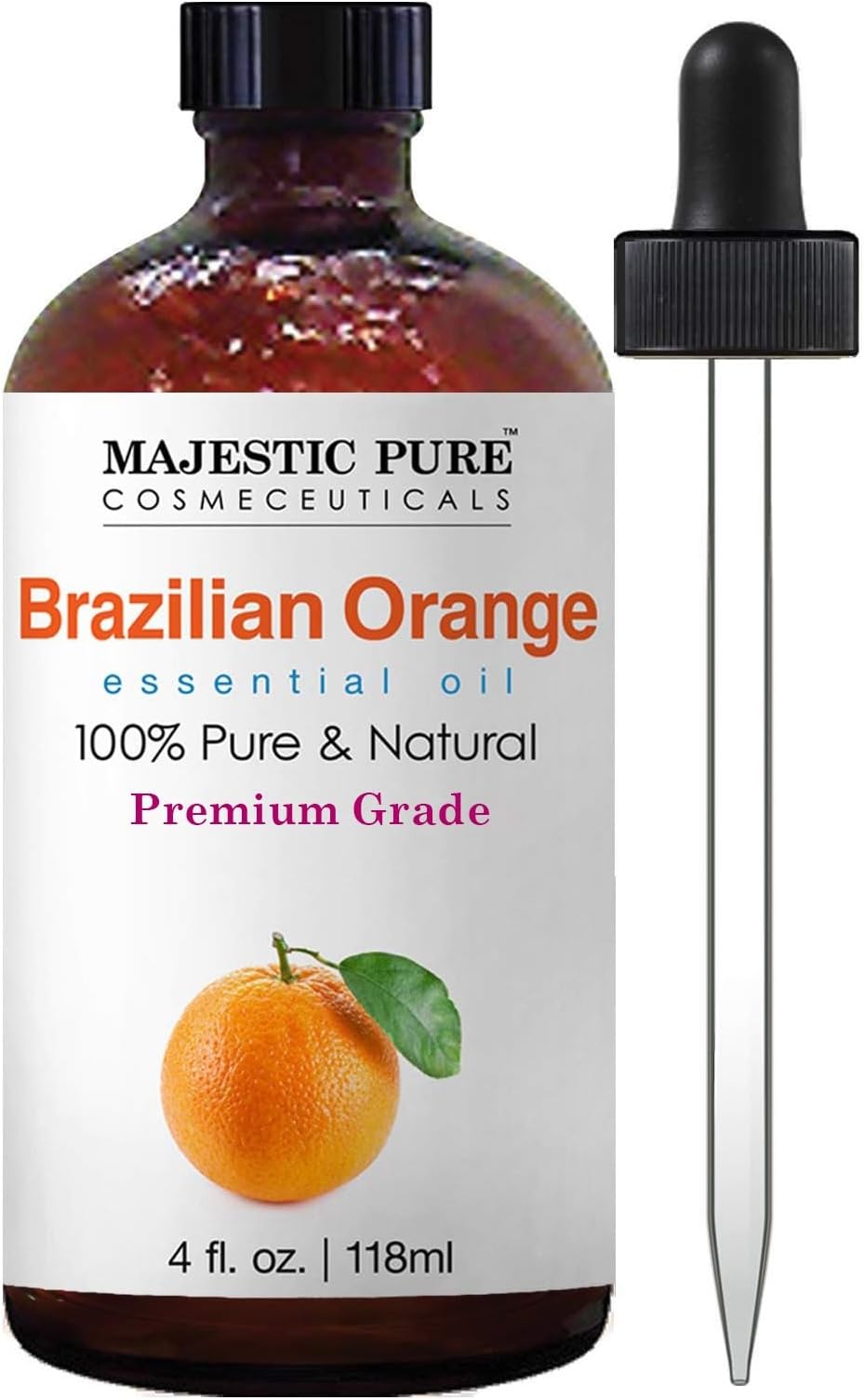 Brazilian Orange Essential Oil, 100% Pure and Natural with Therapeutic Grade, Premium Quality 4 fl. oz