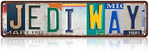 Letrero de metal para decoración de pared vintage de Jedi Way Street para bar, hogar, hombre, cueva, cafetería, 16 x 4 pulgadas