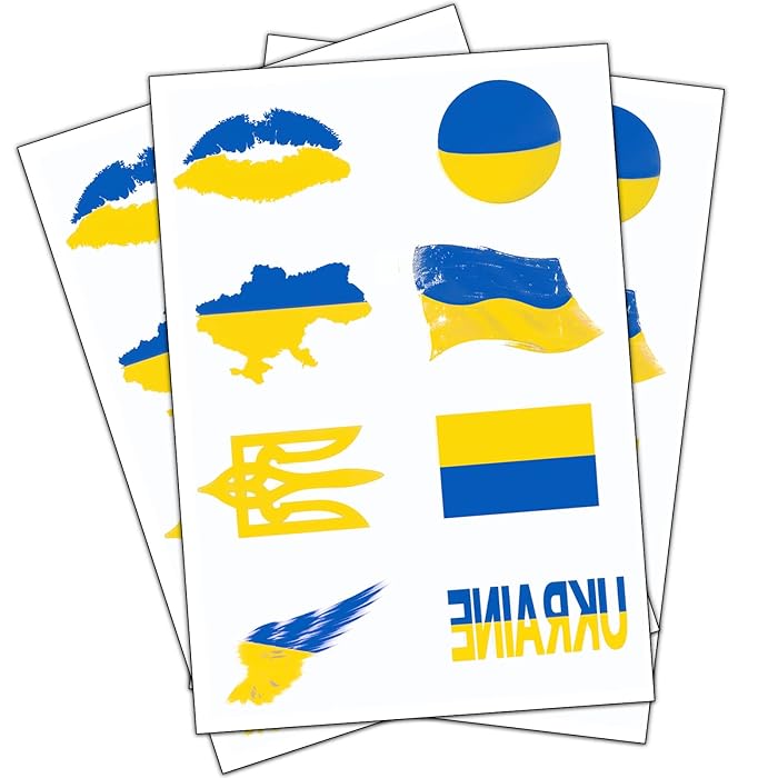 Buy 40 Count (5 Sheet) Ukraine Temporary Tattoo Face Stickers Ukrainian