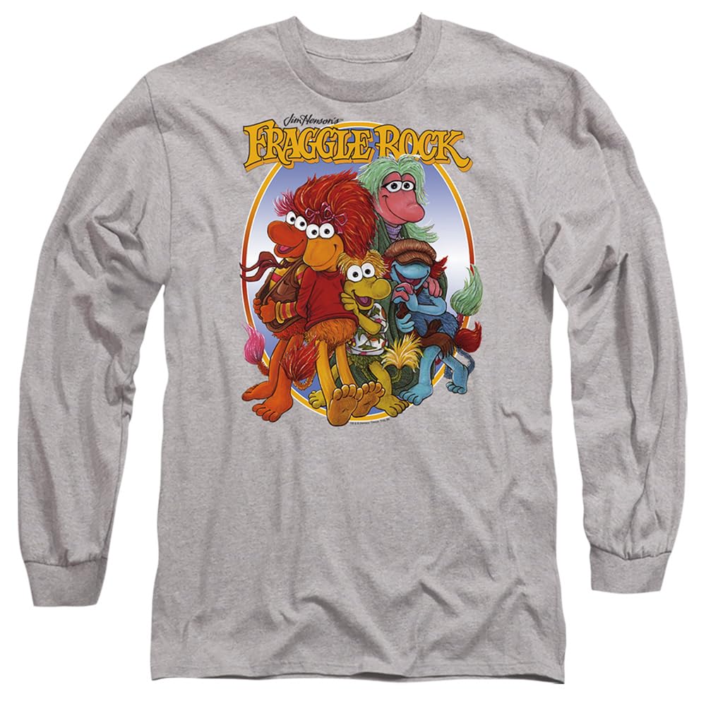 Fraggle Rock Group Hug Unisex Long Sleeve T Shirt, Athletic Heather, Large