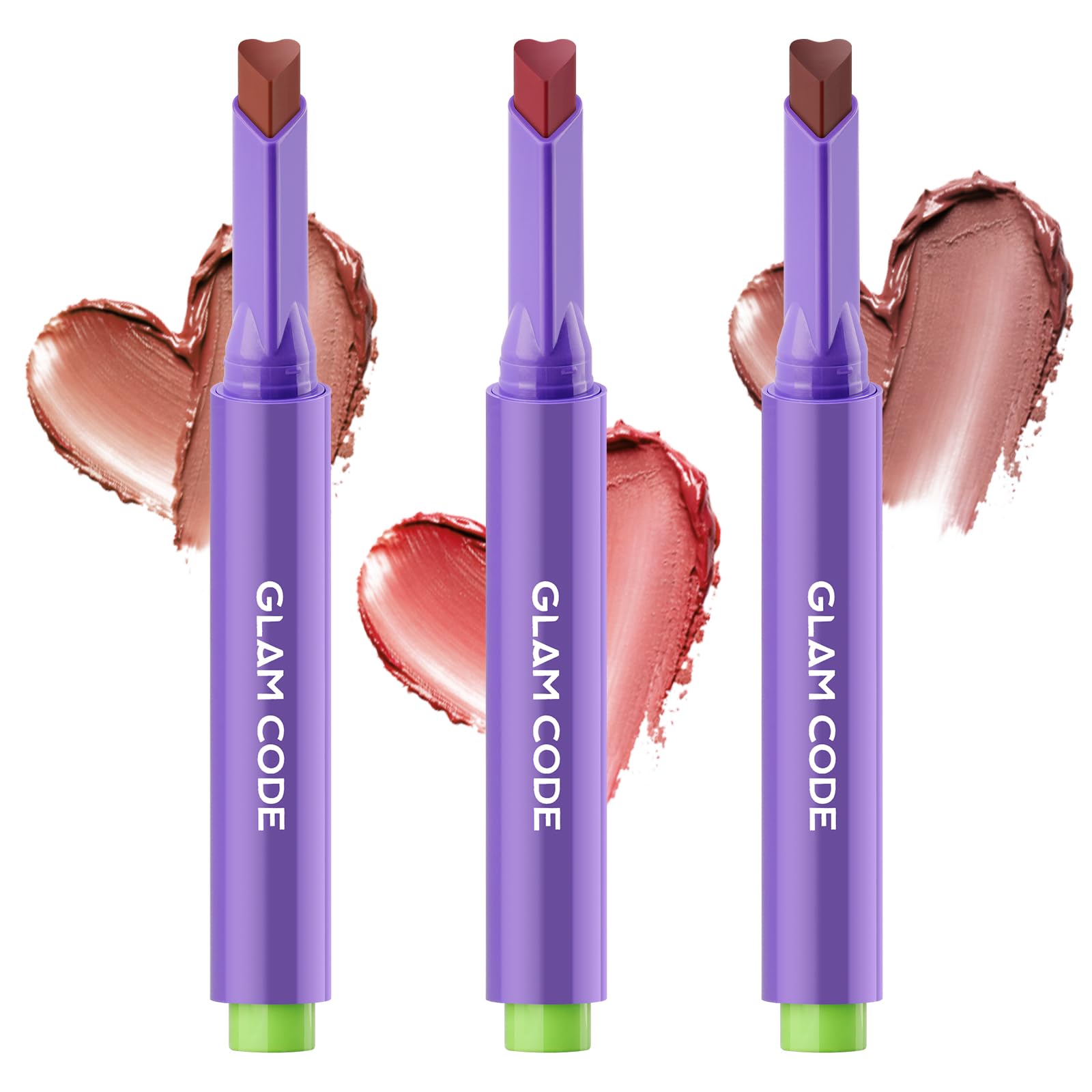 Glam Code Tinted Lip Balm Trio, Moisturizing Lipstick with Shea Butter, Hydrating Lip Makeup Set for Women & Girls, Vegan Formula, Cream Finish, Cruelty-free (3-Count, 03) Choco Kiss