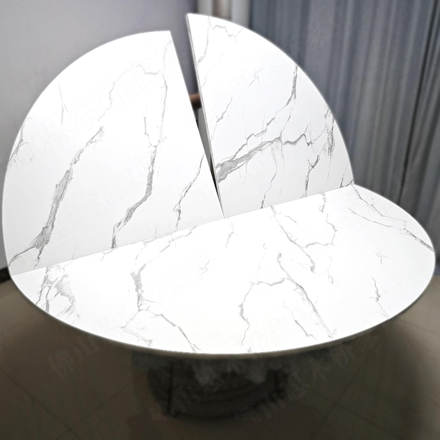 Wood Round Foldable Table Top No Legs, Circle Folding Table Easy to Open, Temporary Round Banquet Table Top Only for Dining, Coffee, Patio Table (Color : White Marble, Size : 150 cm (59 inch))