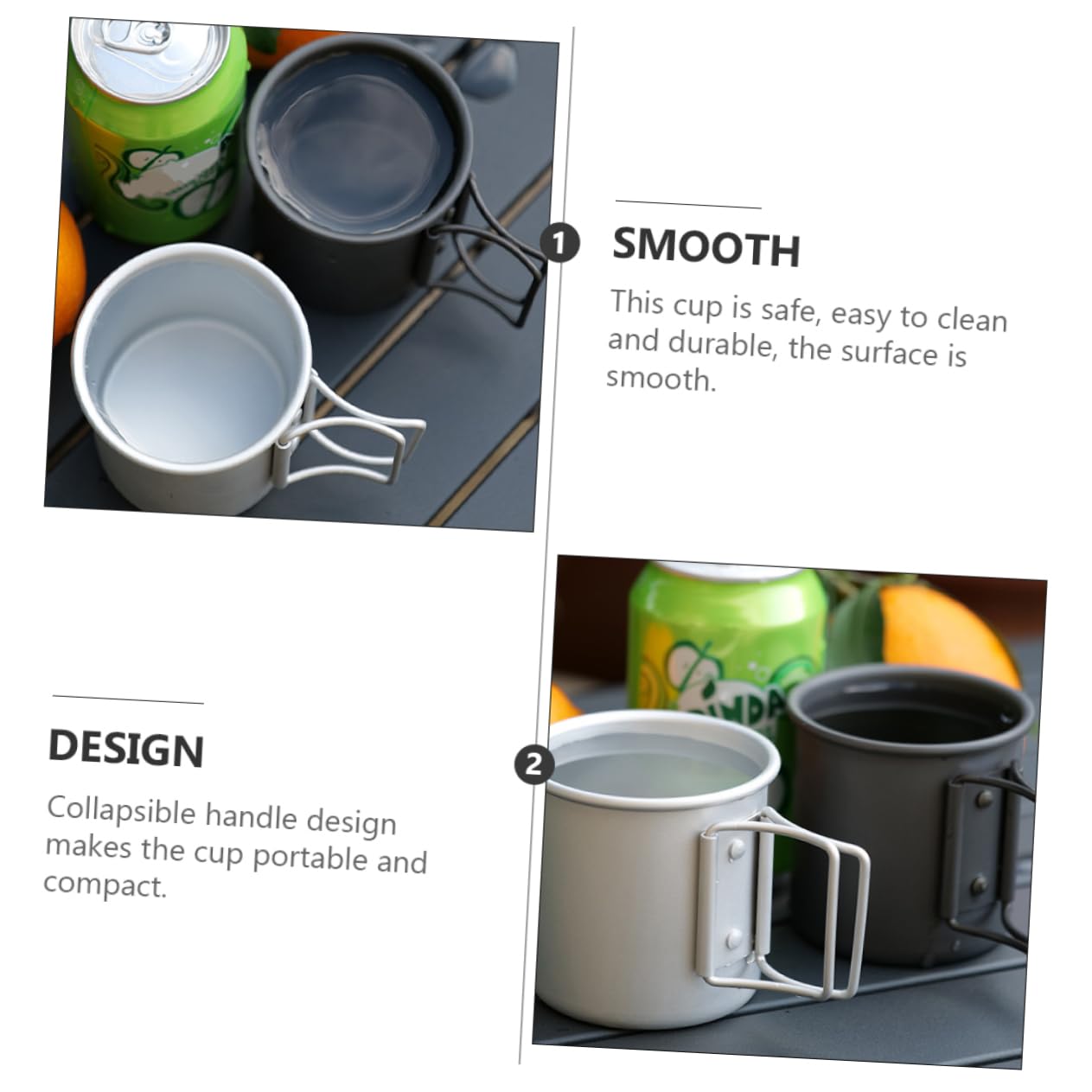 Milisten 2 Ensembles Tasses Aluminium Pliables Cups Pour Boissons Pour Activités Extérieures Camping Résistantes 2 Pièces * 2