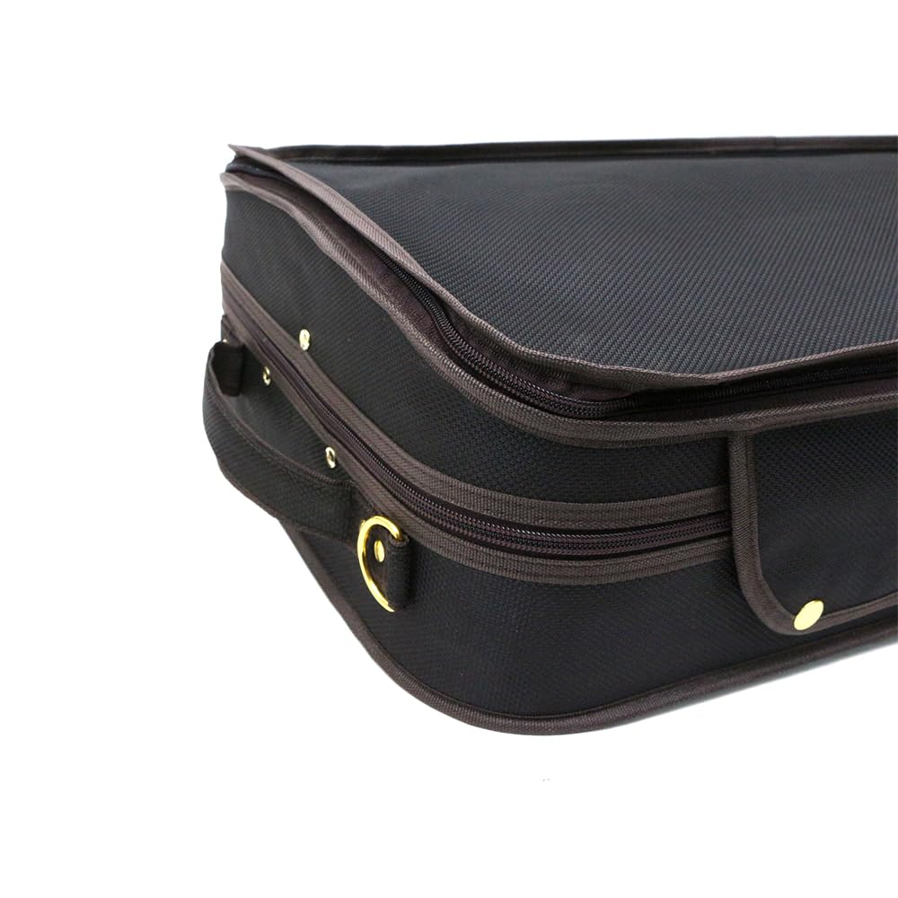 Custodia per violino doppia, in legno, per due violini 4/4, dimensioni standard, in nylon Oxford, interno in seta con cinturino posteriore (interno blu)