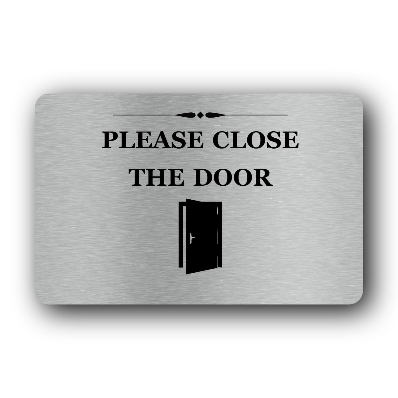 Please close the door Sign – 14.0x9.0cm Brushed Aluminium — image 1