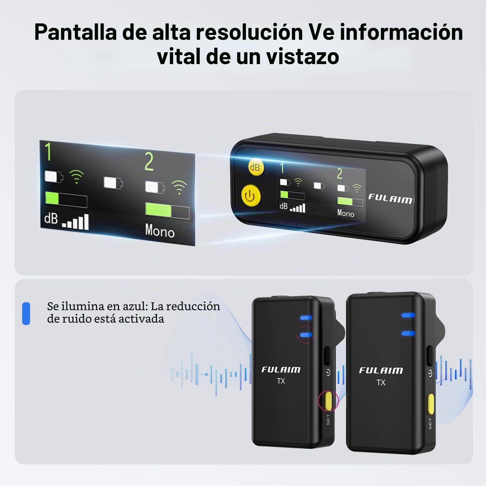 FULAIM X5M Micrófono inalámbrico 3 en 1, micro corbata portátil con reducción de ruido, transmisión de 200 m, compatible con iPhone/Android/Cámara/PC, 18 horas Autonomía, Plug & Play con funda de