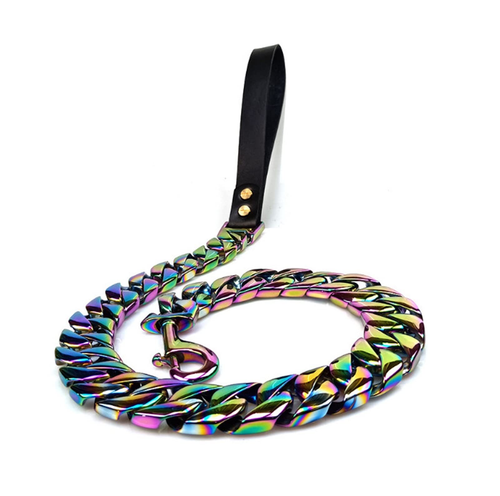 Cuello de Mascotas Personalizado de Acero Inoxidable Cuello de Perro Correa 32mm Diseño Colorido Cadena de Animal doméstico Paño Grande Cuello de Entrenamiento Pitubull Rottweiler