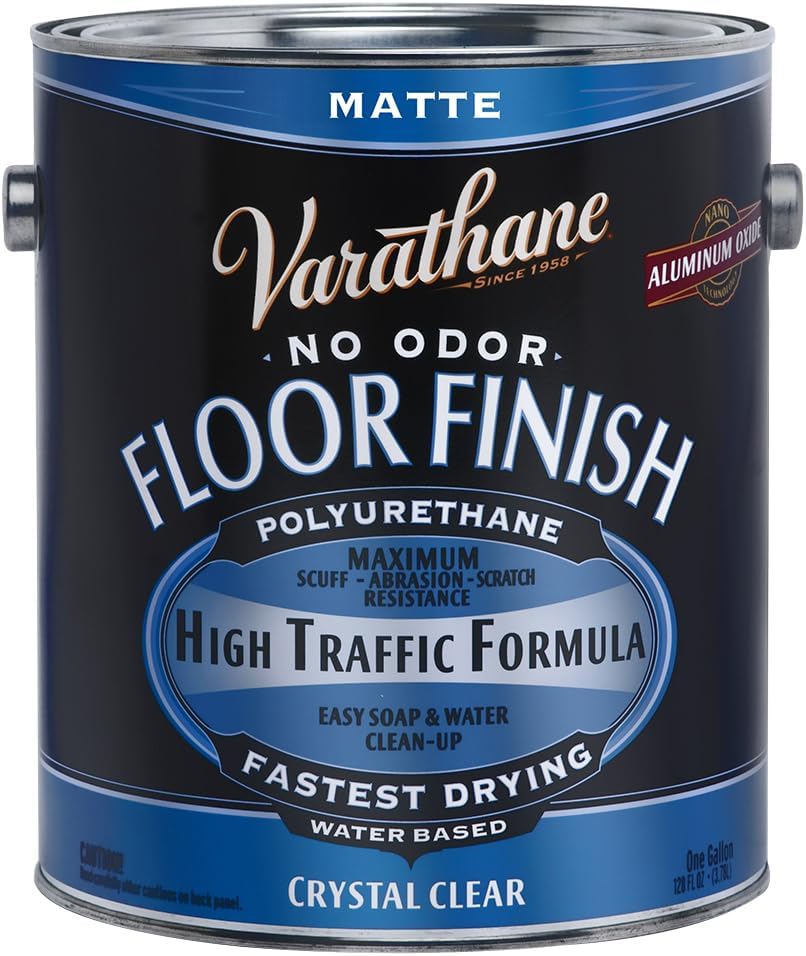 Rust-Oleum 286820 Varathane Water-Based Interior Floor Polyurethane, Matte, 1 Gal