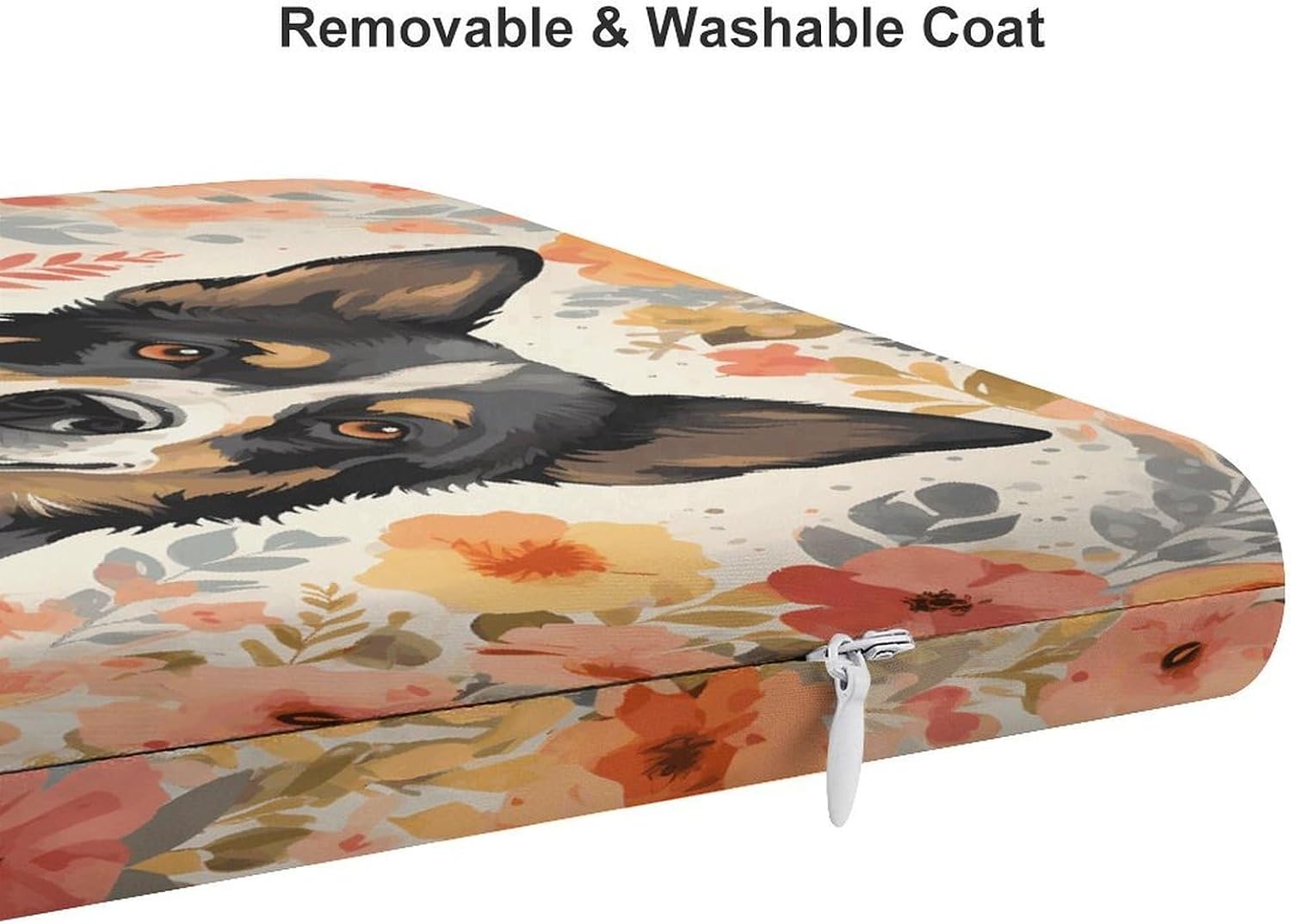 Cattle Dog Florals Chair Cushion Floor Pillow Stool Cushion | Cushions with Removable Cover with Square Memory for for Chair Living Room Balcony Office Sofa,13.8*15*1.2 Inch