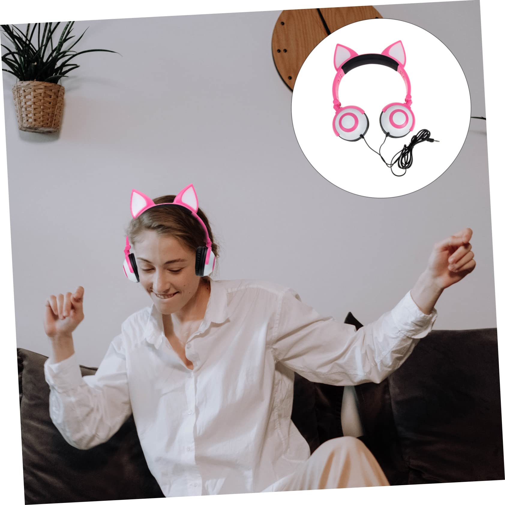 Uonlytech Auriculares para Niños Cat Ear 40mm PVC Rosa Jack 3, 5 Mm