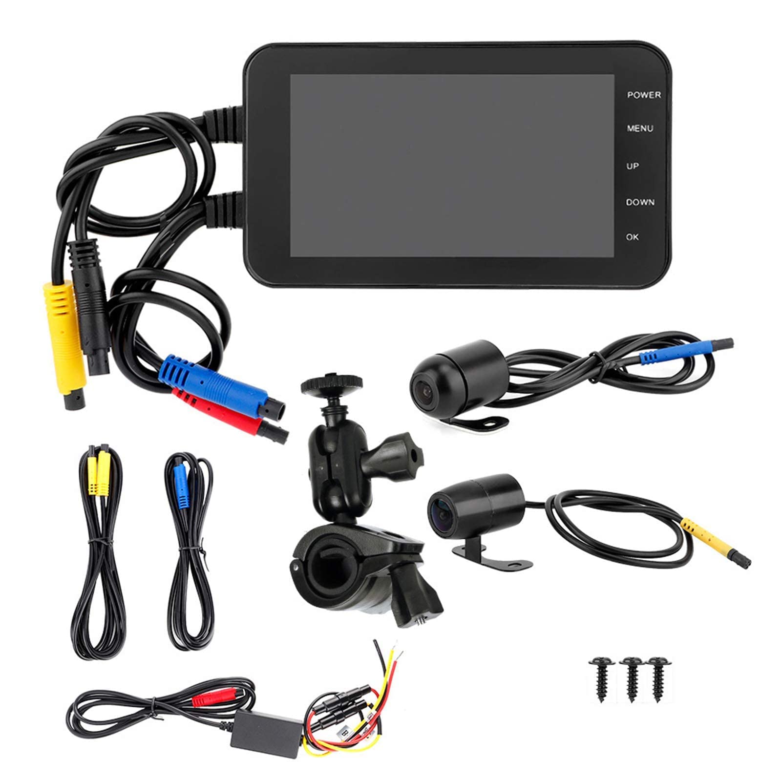 Dash CAM Motocicleta, 1080P, 4in, Pantalla Táctil, Resistente al Agua, WiFi, GPS, Sensor G, Detección de Movimiento, Grabadora de Video Conducción Cámara Delantera/Trasera, Monitor de Estacionamiento