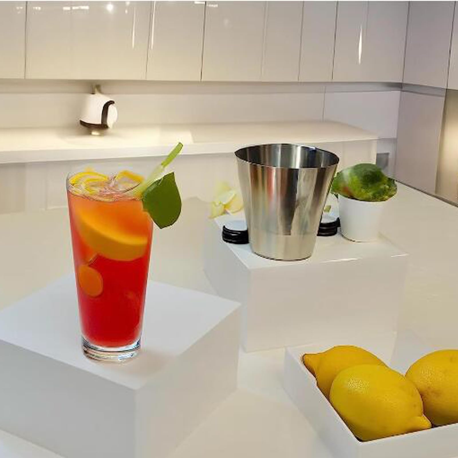 Sharplace Boîte de présentation de Cubes en Acrylique, 8 pièces, rehausseur de Nidification à 5 côtés pour Table de Buffet, rehausseur de Nourriture pour, Blanc