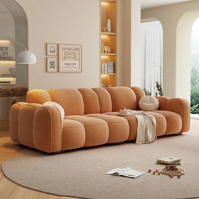 French Style Modern Simple Sofa 82.68'' Upholstered Sofa (Yelloish Orange)-image-11