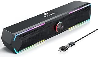 Computer Speakers with Clear Sound, Flowing LED Computer Speaker for Desktop Laptop Monitor, Bluetooth & USB Input - Amazon product rated Grade A