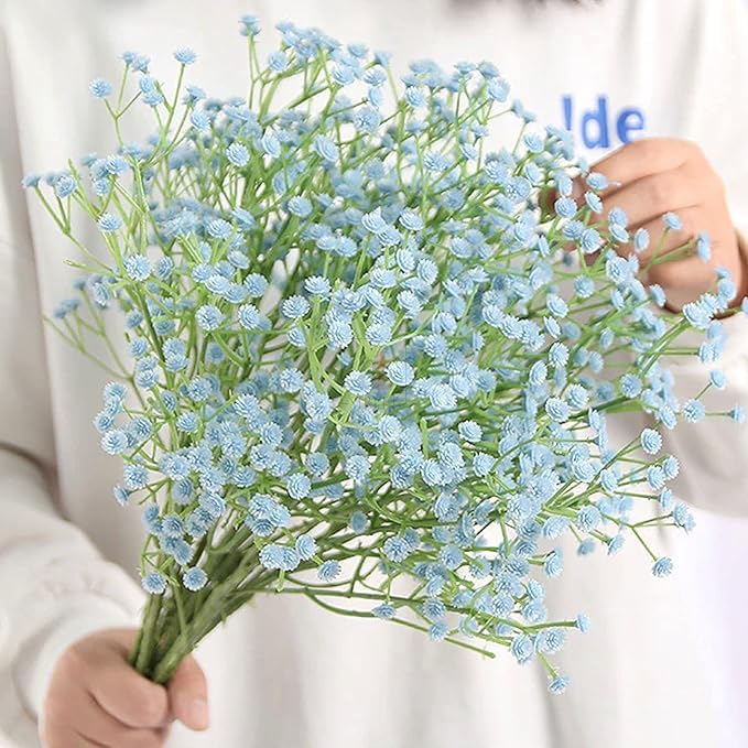 Image of Art Street Babys Breath Blue Flowers| Artificial Gypsophila Bouquets Flowers |Mothers Day Gifting, Faux Flowers for Vases |Decoration Items for Living Room, New Year, (Pack of 6), 24 Inch