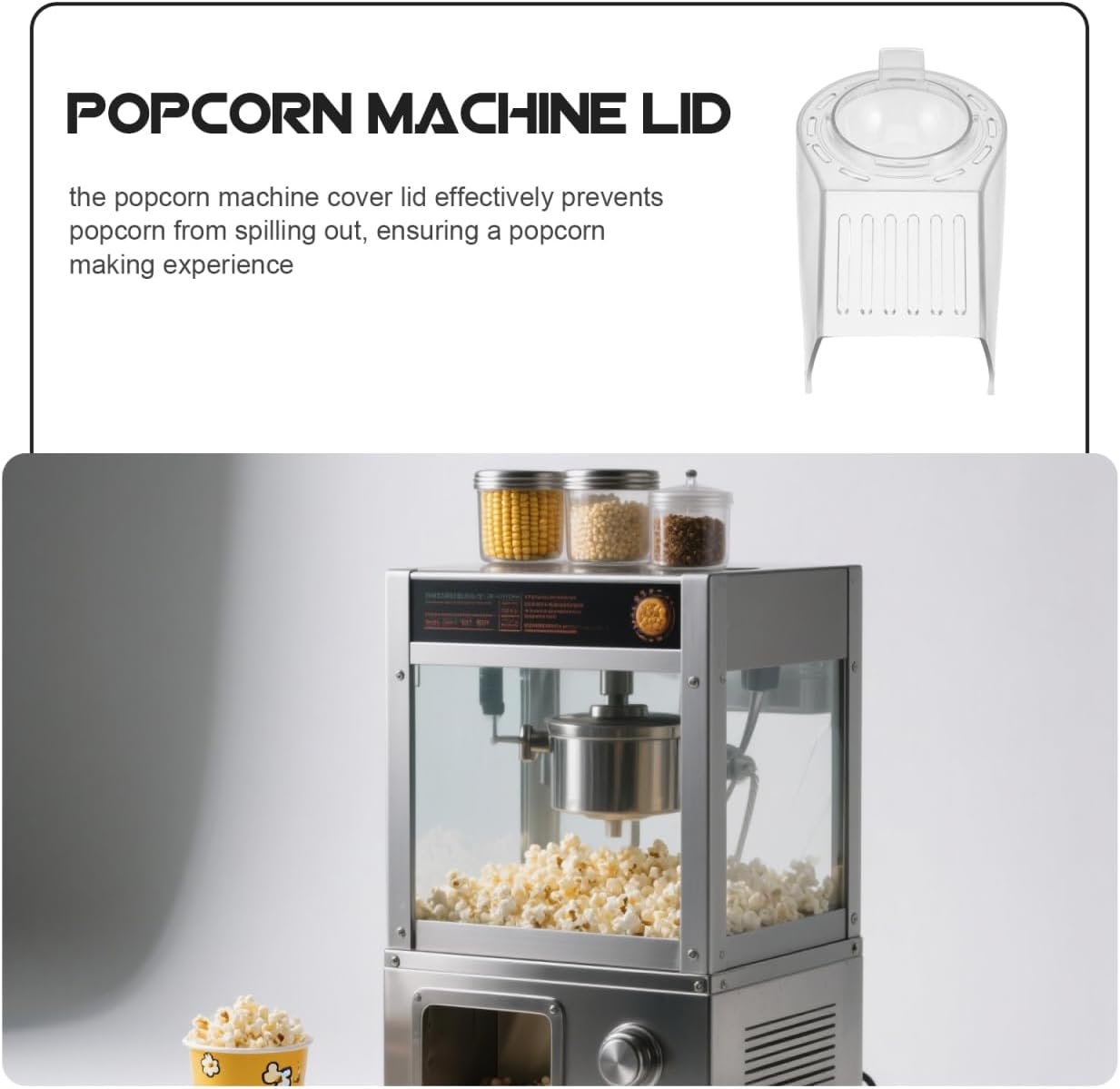 Replacement Popcorn Machine Cover Lid for Hot Air Popper Transparent Acrylic with Viewing Window Splash Prevention Heat Resistant Fit for Standard Popcorn Makers image 5