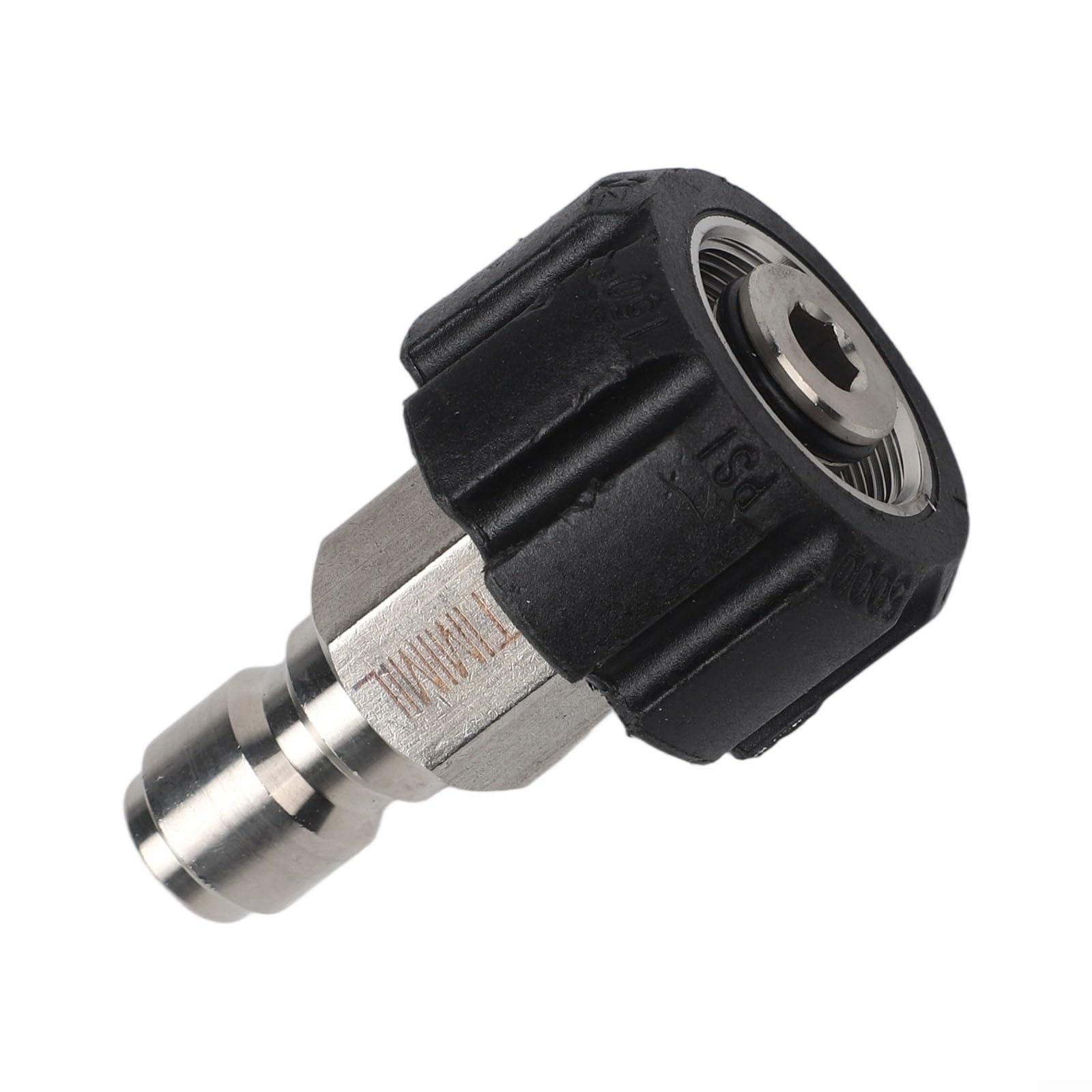 Adapter do myjki wysokociśnieniowej ze stali nierdzewnej M22-14 z szybkozłączką 3/8", wytrzymałe akcesoria do maszyn czyszczących i węży, srebrny, 10-częściowy zestaw
