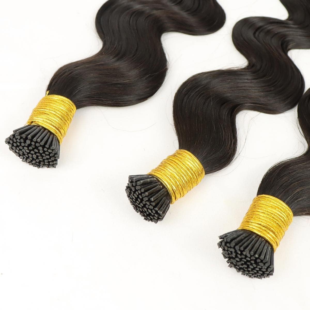 Micro Link I Tip Human Hair Extension Body Wave Pre Bonded Brazilian Remy Stick I Tip Hair Micro Beads Black Brown #1#2#4 Color 100g 100Strands (24inch 100strands, #4(Dark Brown))