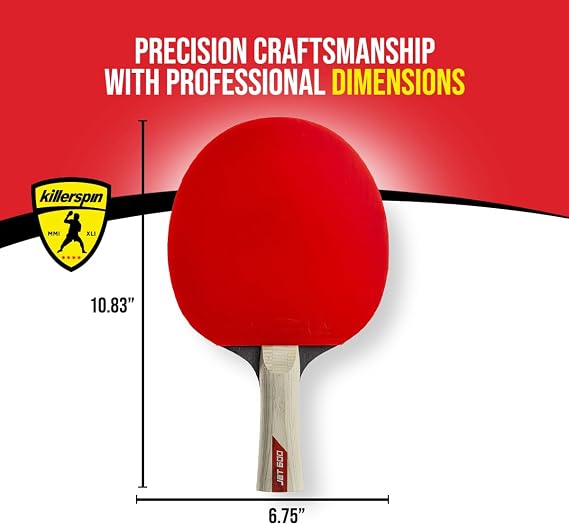 Killerspin Jet 600 Spin N2 Ping Pong Racket Advanced Table Tennis Racket, 5 Layer Wood Blade, Nitrx-4Z Rubbers, Flared Handle