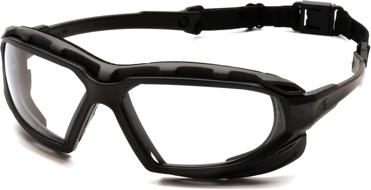 Pyramex Safety Highlander XP Eyewear, Black-Gray Frame/Clear Anti-Fog Lens | Black-Gray Frame.