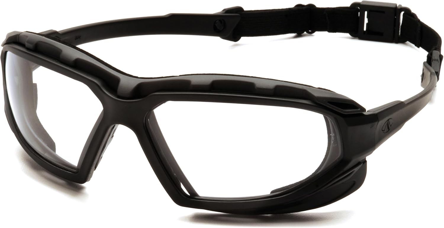 Pyramex Safety Highlander XP Eyewear, Black-Gray Frame/Clear Anti-Fog Lens