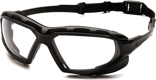 Pyramex Safety Highlander XP Eyewear, Frame/Indoor-Outdoor Mirror Anti-Fog Lens Marco negro-gris/lente antivaho transparente