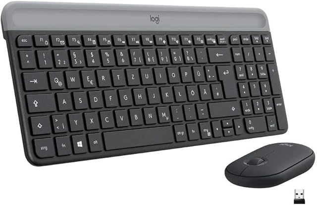 Logitech MK470 Slim bezprzewodowa kombinacja klawiatury i myszy, QWERTZ niemiecki układ - czarny