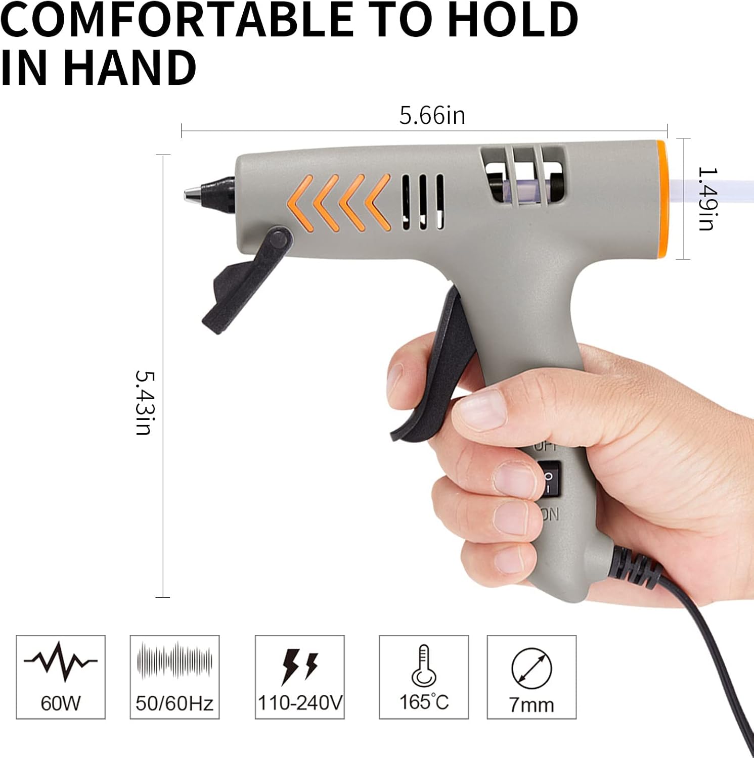 MSD Full Size Hot Glue Gun, 60W Fast Heating Complete Glue Gun Set with 10 Glue Sticks, Cover, Storage Bag, 2 Clips & Utility Knife & On/Off Switch Design for Home Repair, Arts, Crafts, DIY & Sealing