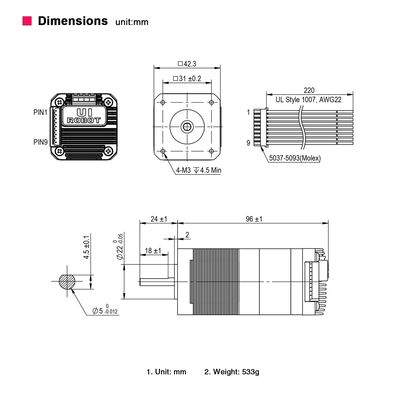 NEMA17 Servo motore passo-passo integrato con encoder assoluto multi-giro integrato, controller di movimento servo ad anello chiuso e driver con freno, CAN Bus, 3000 giri/min, massimo 0,43 Nm, 1,7 A