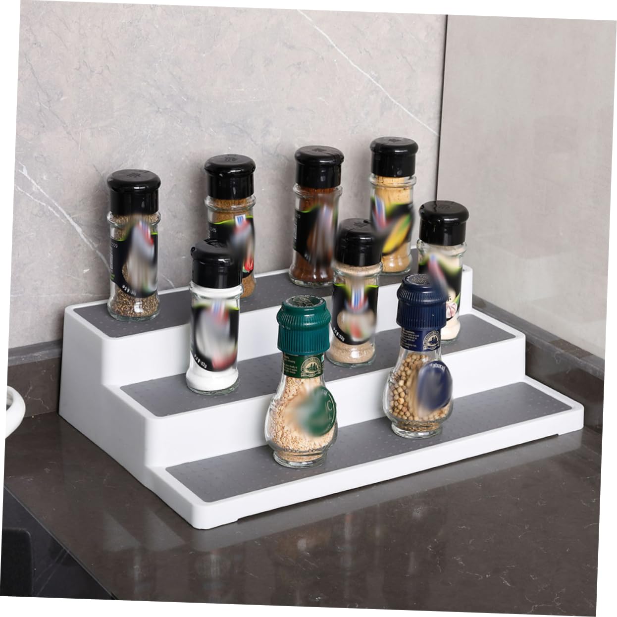 Étagère à Épices à 3 Niveaux en Pp, Lot de 2 pour Rangement la Cuisine | Organisateur de Placard, Adapté aux Grains et Savons, Usage la Cuisine ou Garde-manger