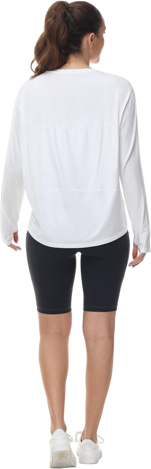 THE GYM PEOPLE Women's Long Sleeve Workout Shirts Back Loose Fit Running Tee Tops with Thumb Hole - Image 3