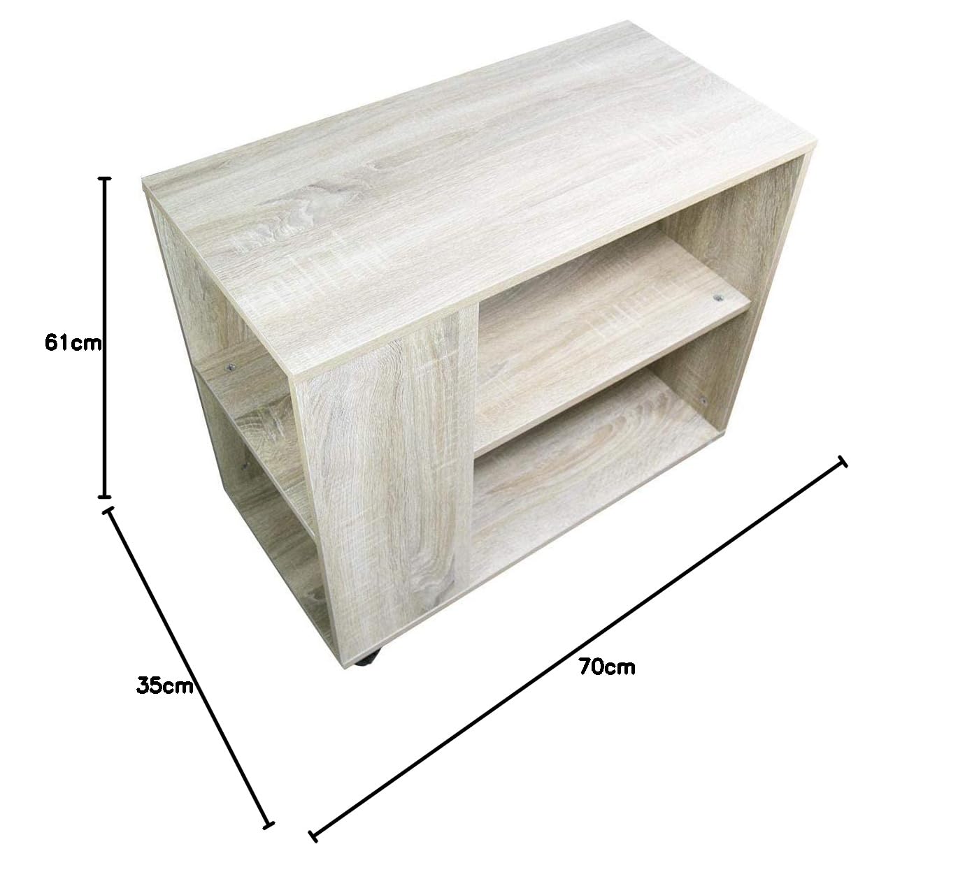 BAKAJI Bibliothèque Basse étagère à 5 étagères avec Roues en Bois mélaminé, Table latérale pour canapé, Design Moderne, pour Salon, Maison ou Bureau (Beige)