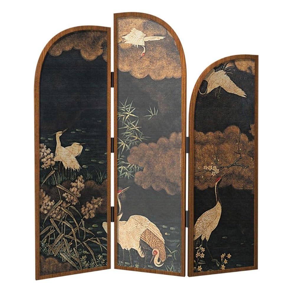 Room Divider Screens Home Retro Crane Foldable Screen Partition Living Room Decoration Mobile Entrance Tea Folding