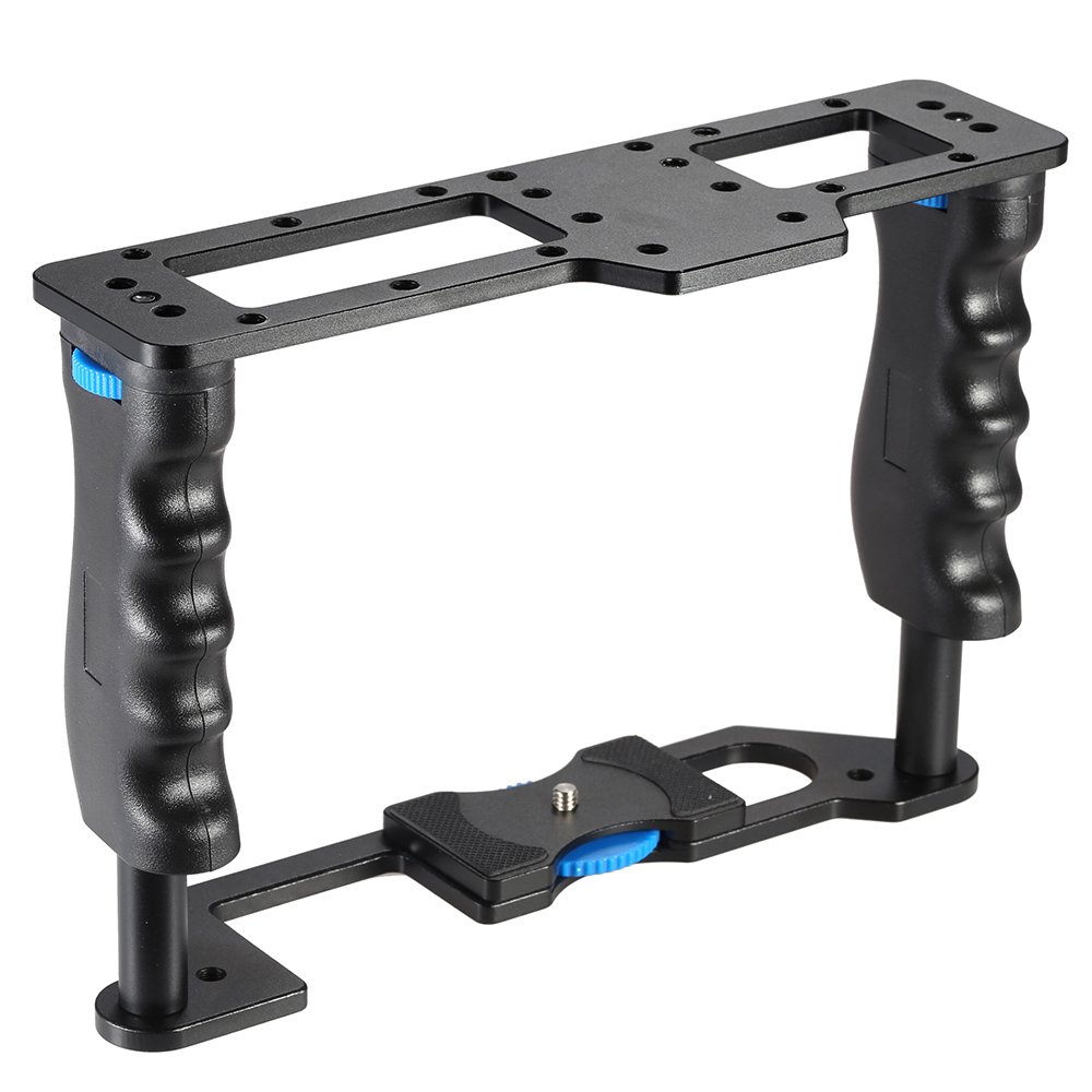 Andoer Camera Video Cage Stabilizer Rig Aluminum Alloy with Handle Grips for Nikon D7200 D7100 D7000 D5200 D5100 D5000 for Canon 5D 7D 700D 650D 600D for Sony A7 A7II A7R A7S for Pentax Olympus