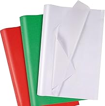 Christmas Tissue Paper - 120 Sheets 35x50cm Assorted Red Green White Tissue Paper for Wrapping Gifts Gift Bags Packing Crafts Christmas Birthday Wedding Baby Shower Valentine's Day All Occasions
