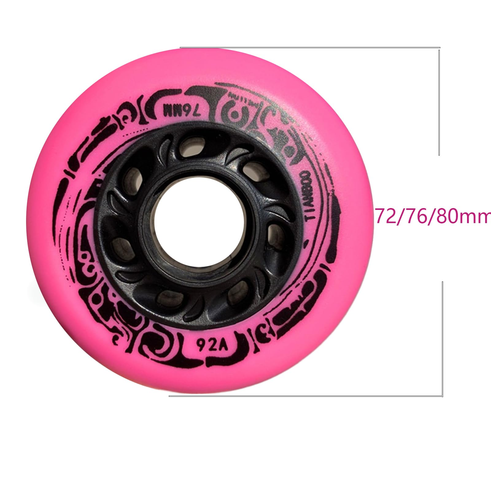 8er Pack Inline Skate Rollen mit Kugellager 72 mm 76 mm 80 mm Inline Ersatzrollen für Indoor und Outdoor Skating (Weiß)