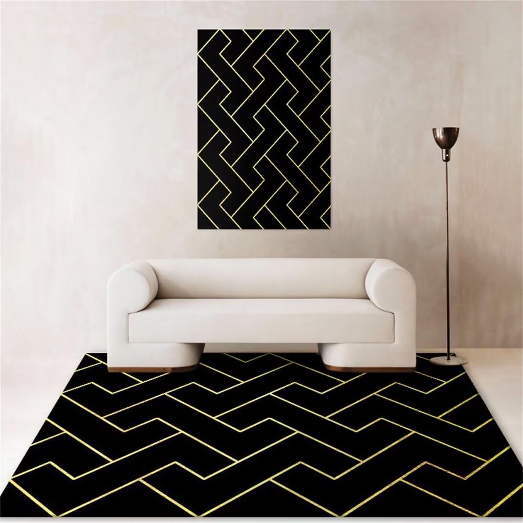 Moquette intérieure salon au design écossais noir et finitions soignées