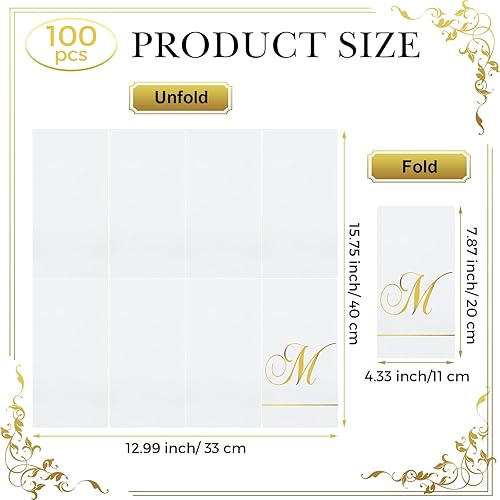 Miniatura 2 de Pasimy 100 servilletas con inicial, servilletas con monograma para invitados, toallas de papel con letras doradas, desechables, elegantes, toallas