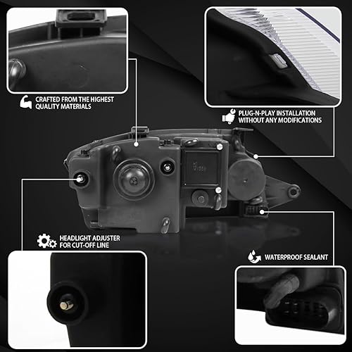 Miniatura 7 de AUTOZENSATION Compatible con Audi TT 1999-2006 con faro halógeno de stock LED Light Bar Smoke Proyector Faros L + R Pair