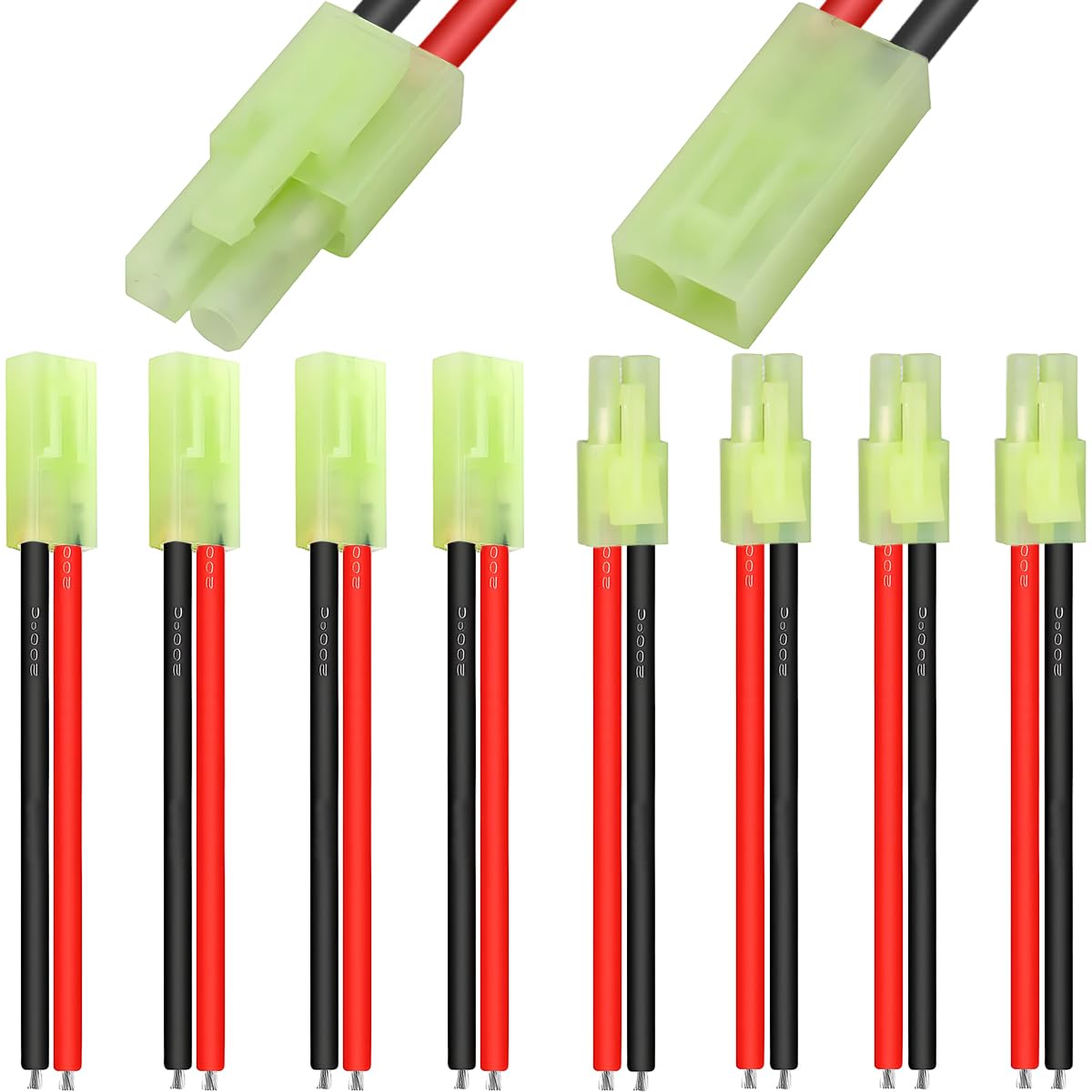 HAAMNING7 8 Pcs for Mini Tamiya Connector Cable for Mini Tamiya Plug Adapter 16AWG Male Female Extension Cable for-RC Lipo Battery Charger RC Car Boat Drone