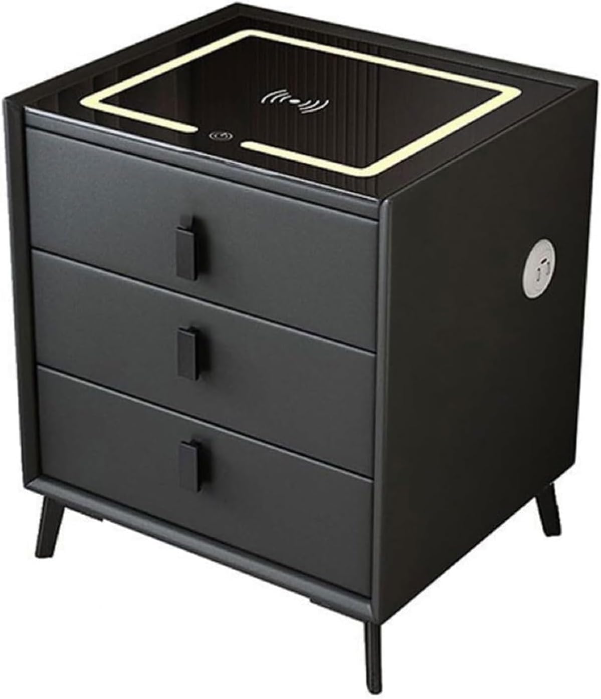 Schmaler Nachttisch Mit Ladestation & 3 Schubladen - Platzsparend Für Kleine Räume