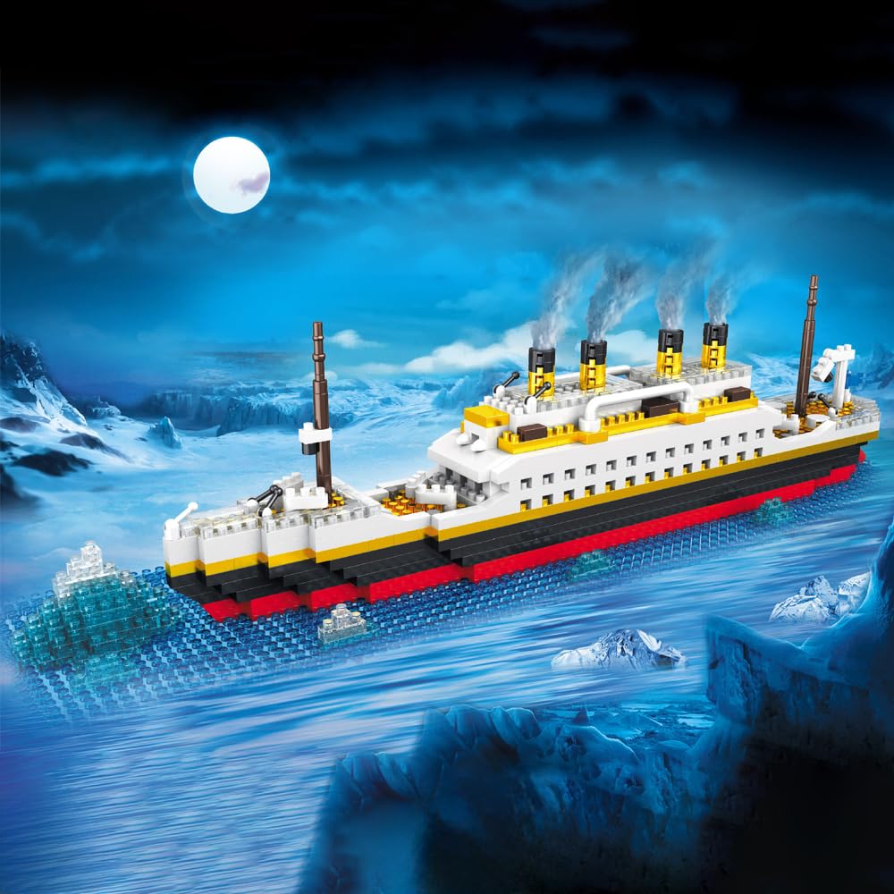 Titanic Model Building Block Set, 1068 Pieces Build and Display Cruise Ship Titanic Model - Image 2