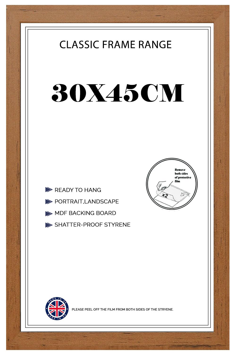 Poster Frame 30x45cm MDF Wood with Shatterproof Acrylic Front 30x45 cm Picture Frame for Posters, Photos & Prints, Portrait & Landscape Display- Walnut