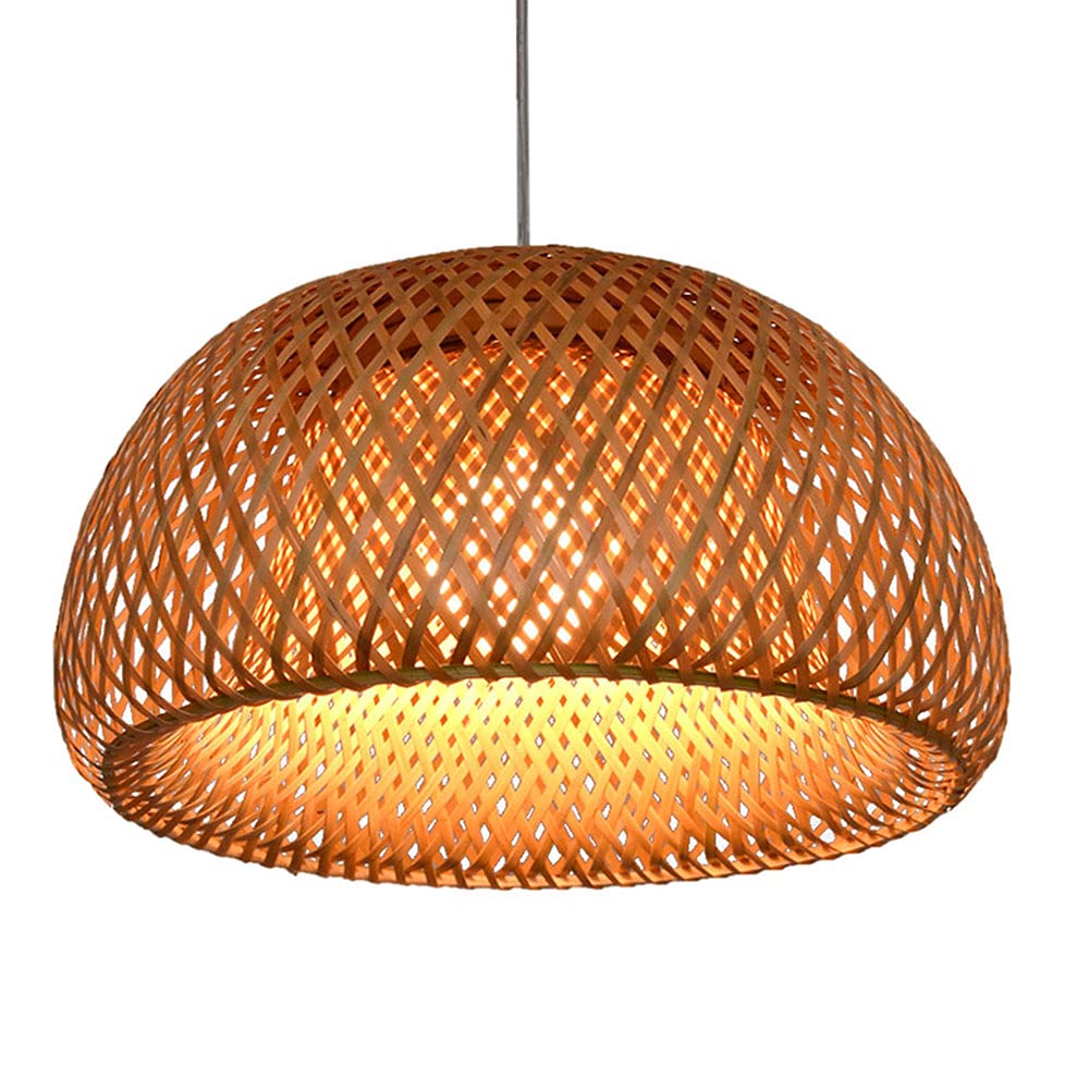 Lustre en Bambou Naturel Solution Éclairage Doux pour Plafond Bas - 8