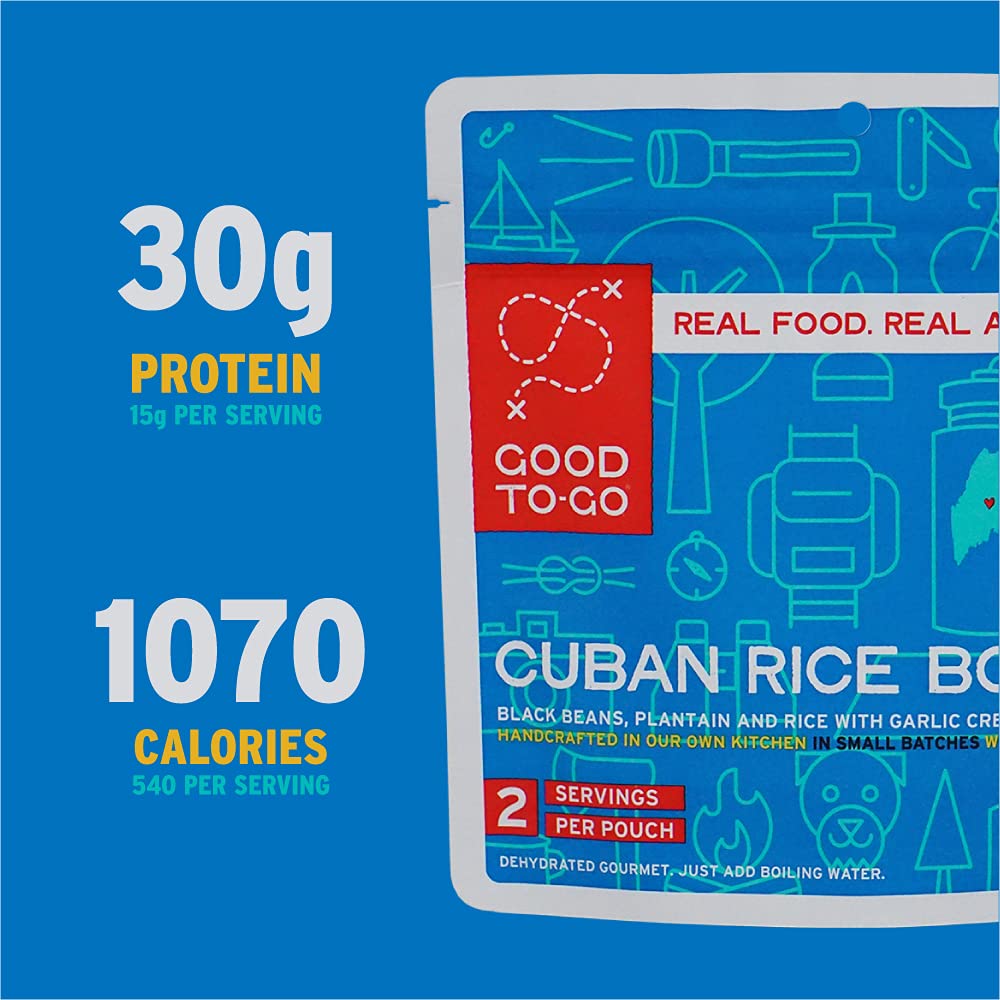 GOOD TO-GO Cuenco de arroz cubano | Comida de campamento, comida de mochilero (paquete de 6 porciones dobles) | Solo tienes que añadir comidas de agua, comidas de mochilero | Las comidas deshidratadas